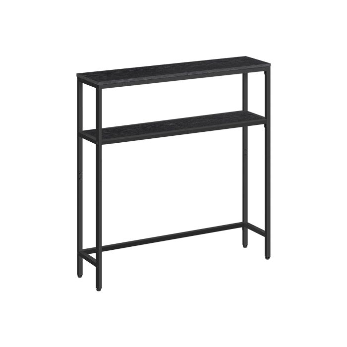 Sofa Table - ASTRO 2 Tier Slim Hallway Table - Charcoal Grey and Black