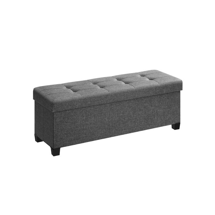 Ottoman Bench - LUSVAS Foldable Storage Ottoman Bench 38 x 110 x 40 cm - Dark Grey