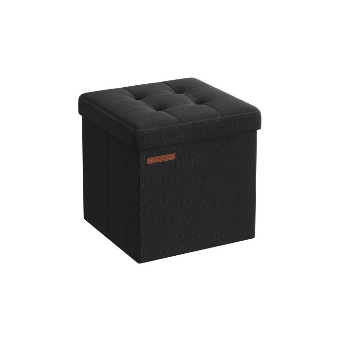 Ottoman Seats - LUSVAS Foldable Storage Ottoman 30cm - Black