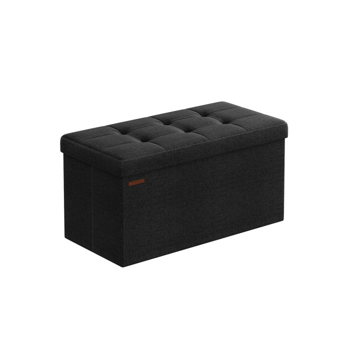 Ottoman Seats - LUSVAS Foldable Storage Ottoman 76cm - Black