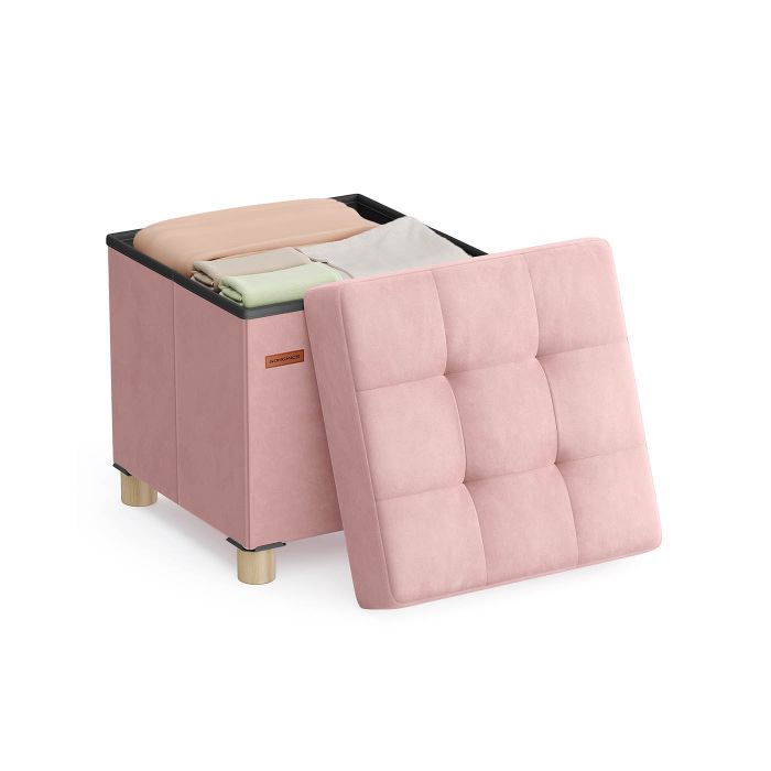 Storage Ottoman - VELSO Velvet Storage Ottoman 38 x 38 x 40 cm - Jelly Pink