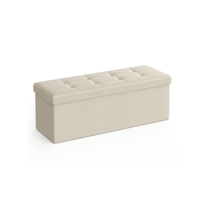 Ottoman Seats - LUSVAS Foldable Storage Ottoman Seats - White
