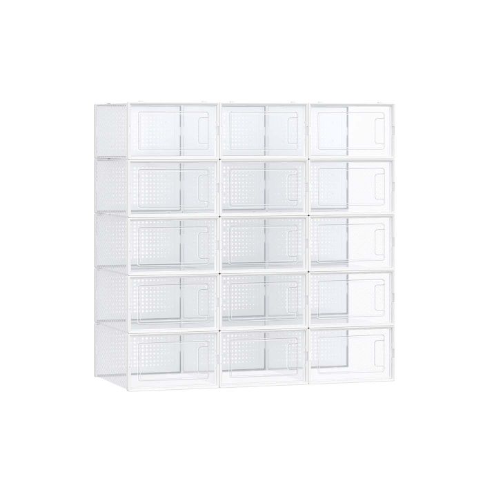 ASTRAH Shoe Box - 15 Pack Transparent Small Sized ShoeBox - White