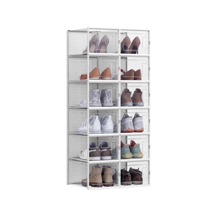 NOVLIA Shoe Box - 12 Pack Storage Small Sized ShoeBox - White