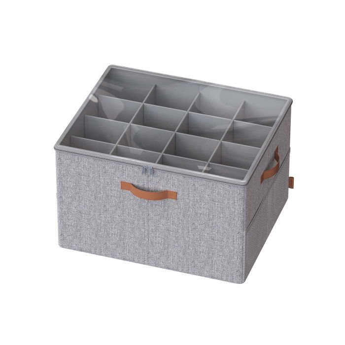 NOVNA Shoe Box - 16 Cube Adjustable Divider Small Sized ShoeBox - Grey