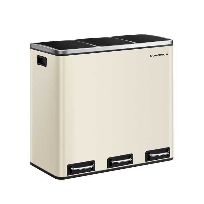 Pedal Bin - ZARRIA 3 x 18L Kitchen Bin - Sand Beige