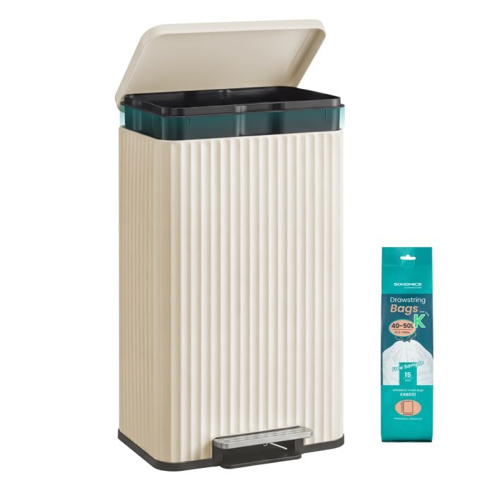 NONIDO Pedal Waste Bin with Soft Close Lid - Cream White