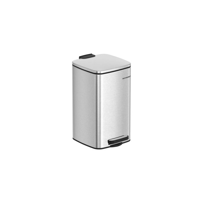 Toilet Bin - MODRA 8L Pedal Bin for Small Space Metallic Silver