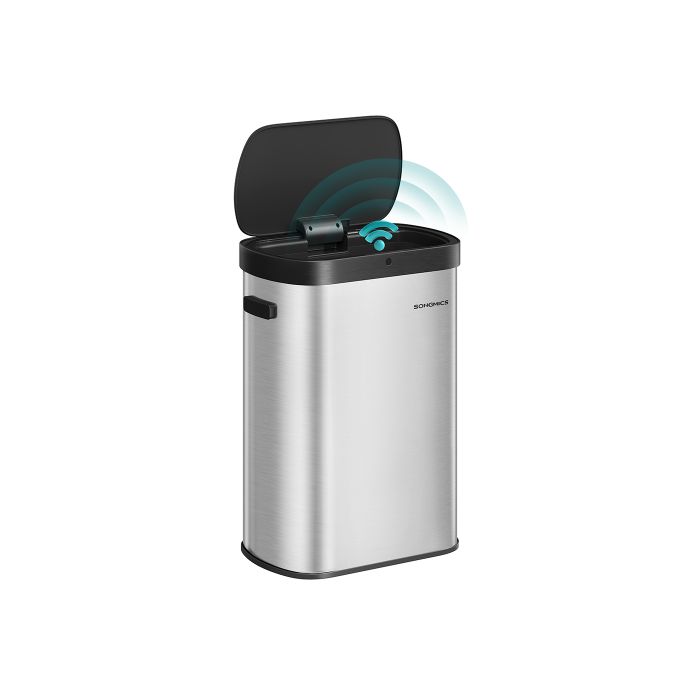 Kitchen Bin - GRAVA Motion Sensor Automatic Soft-Close Bin - Metallic Silver