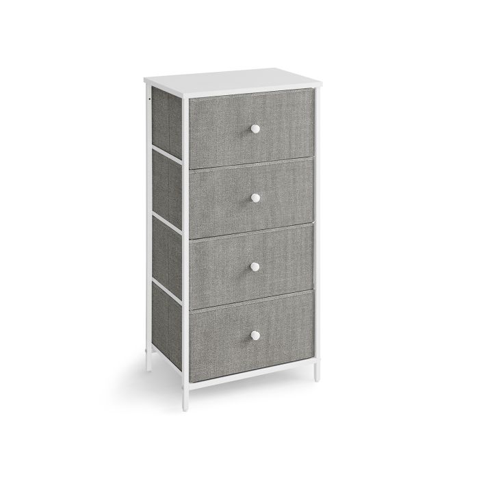 SALINAS Grey Chest of Drawers - Tallboy, Small-sized, 4 Drawers