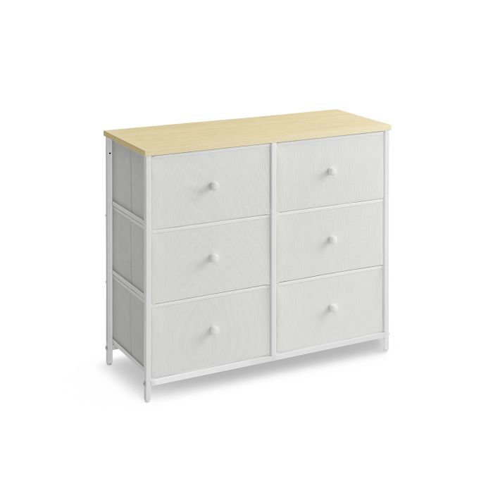 FINRAE Oak White Chest of Drawer - Medium-sized, 6 Drawers