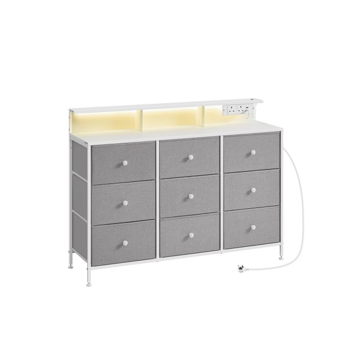 LUMSO Grey Chest of Drawer - Large-sized, 9 Drawers