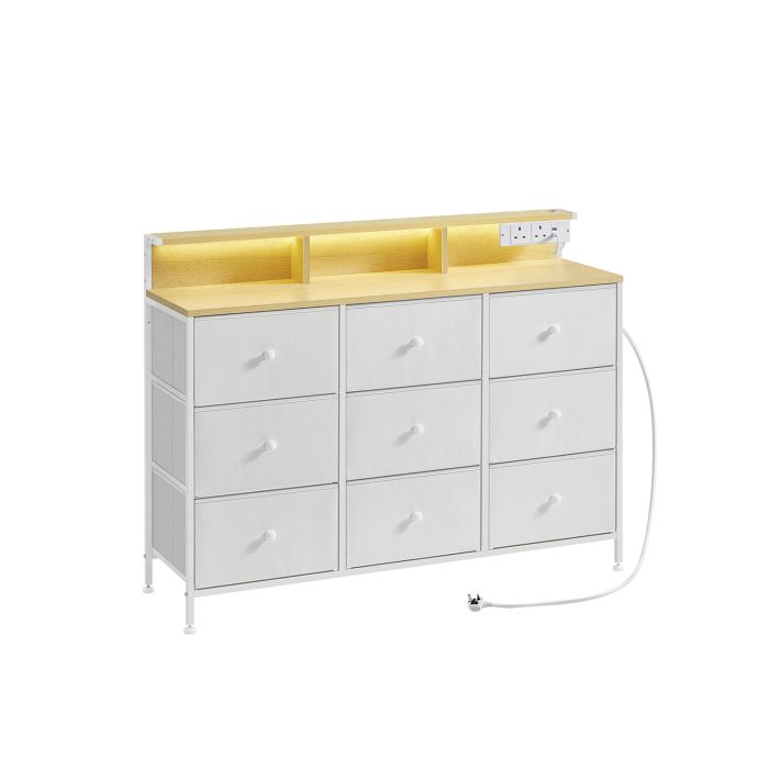 LUMSO White Chest of Drawer - Large-sized, 9 Drawers