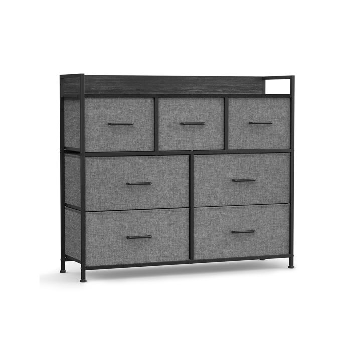 LATTICE Grey Chest of Drawers - Large-sized, 7 Drawers, Double