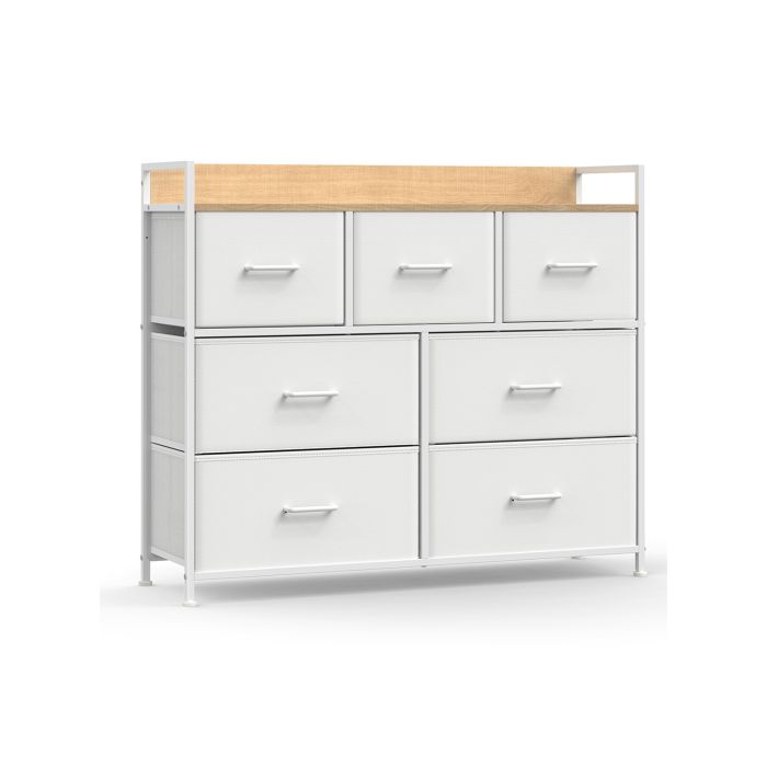 LASALLE Grey Chest of Drawers - Large-sized, 7 Drawers, Double