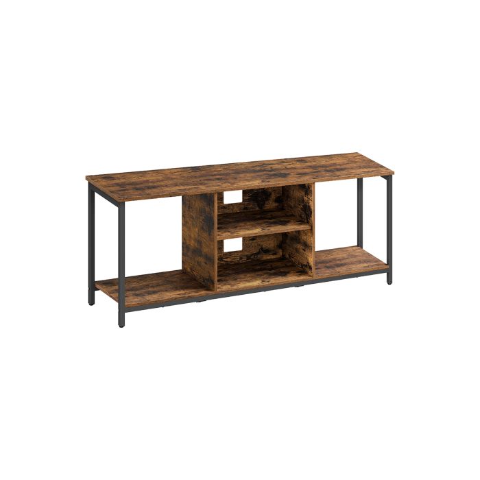 TV Cabinet - MARZA Media Console with Open Shelves - Black Ash Brown