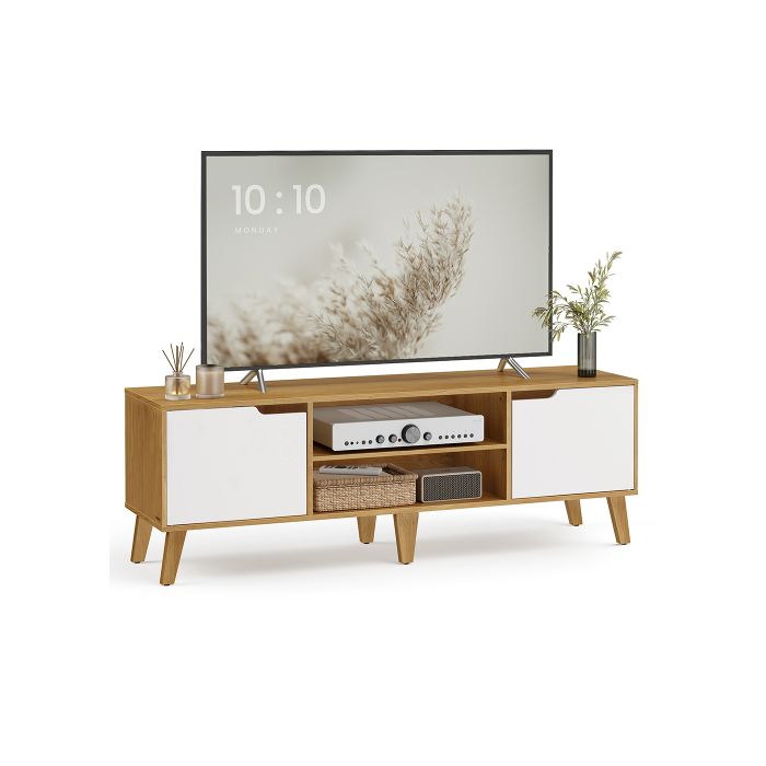 TV Stand - VIVRA Adjustable Shelf Unit - Natural Oak White