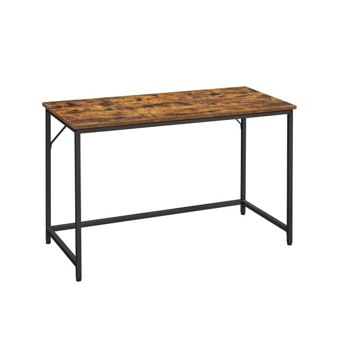Office Desk - FINLIA Small Workstation Wooden Top Metal Frame - Dark Brown
