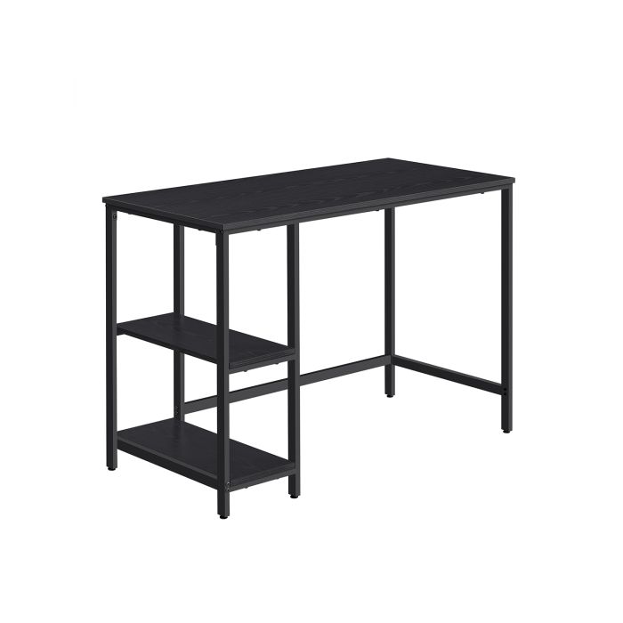 Computer Desk - FINLIA 100 cm Wide with 2 Shelves - Ebony Black