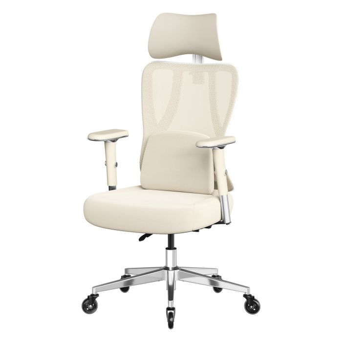 ORKYCY Office Gaming Chair with Lumbar Support - Brown and White