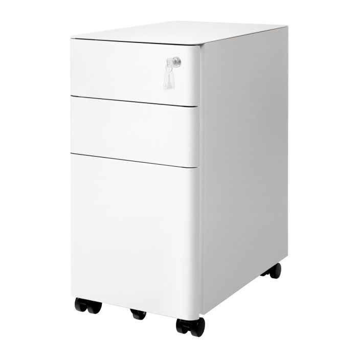 ALGEFY Steel Mobile File Cabinet with 3 Drawers - White