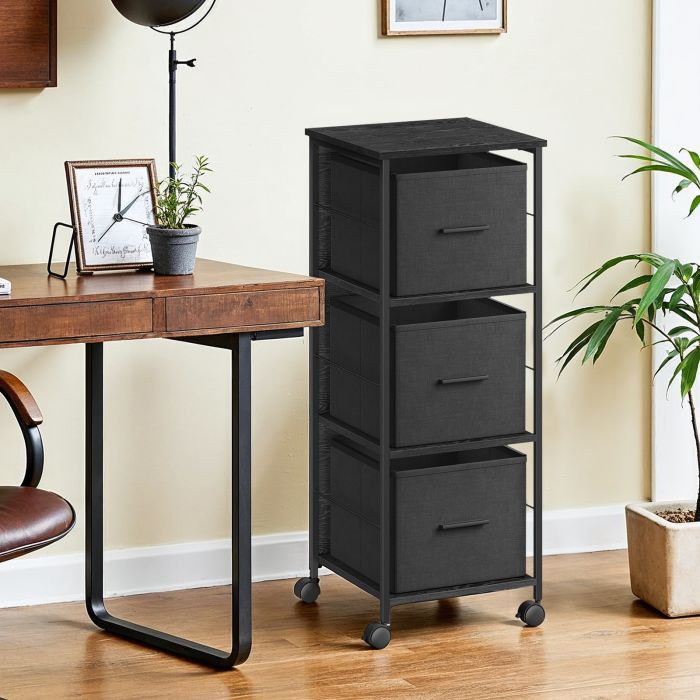 File Cabinet - LUSNA 3 Drawer Printer Stand - Black