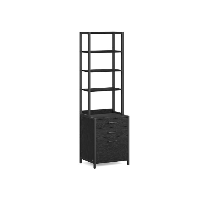 File Cabinet - ZARTA 3 Drawer with Adjustable Shelves - Ebony Black