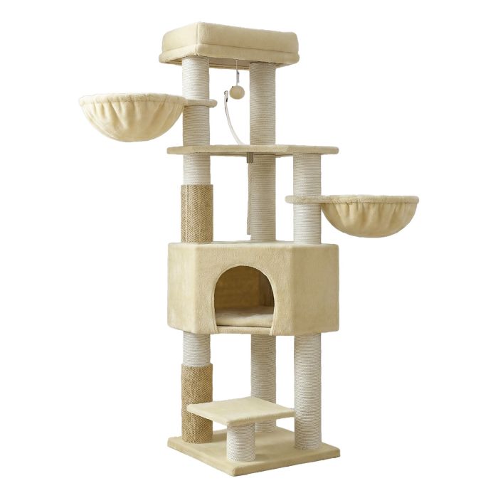 PEFATO Heavy Duty Cat Tree with Scratching Posts - Beige