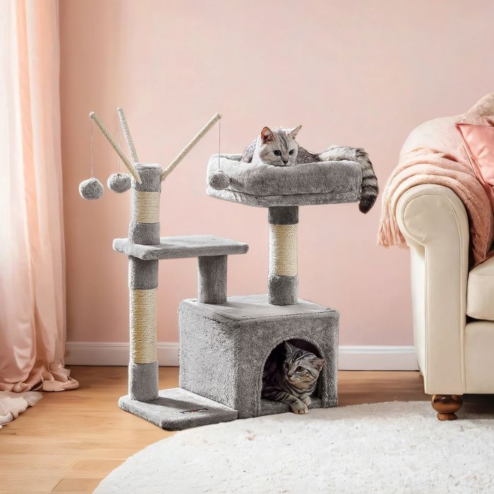 Cat Tree - MARRAE Small Tower Scratching Post - Grey