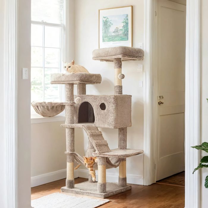 Cat Tree - MARRAE Ultra-Soft Tower Tree for Large Cats - Brown