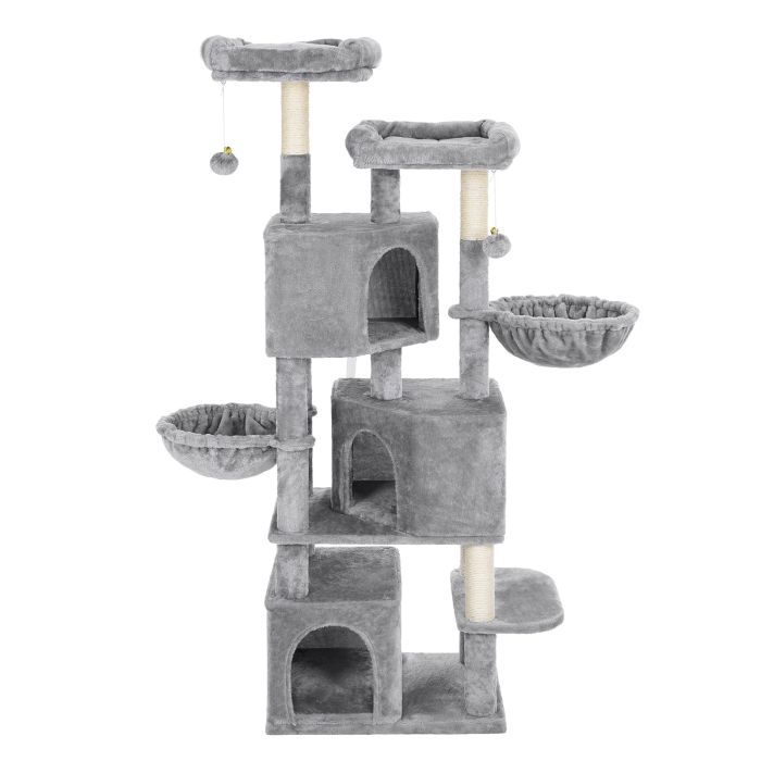 RAFUSI Cat Tree with 3 Caves - Light Grey