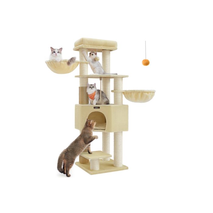 Cat Tree - AVORAE Large Cat Sand Beige and Beige with scratching posts and perches - Beige