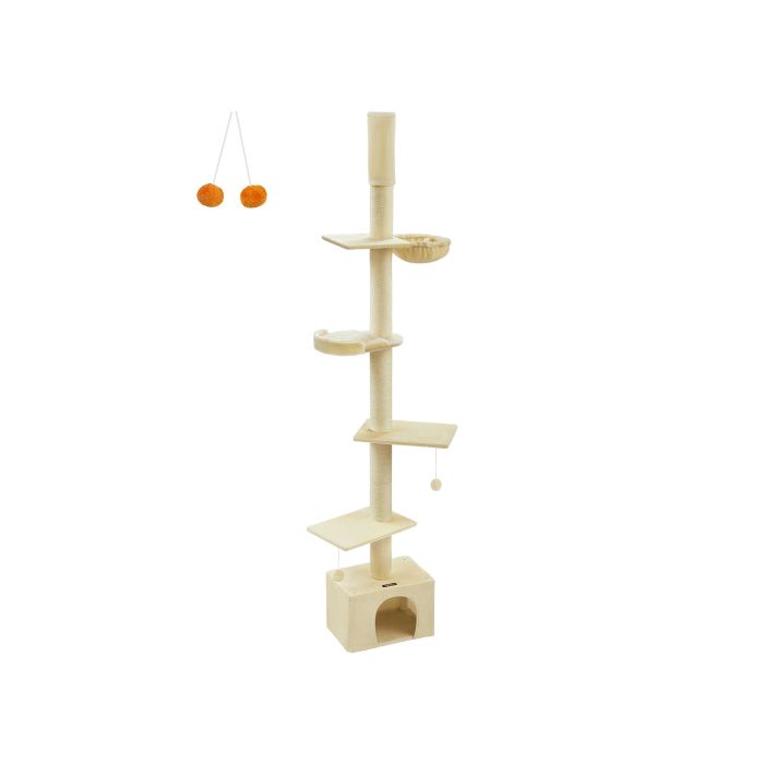 Cat Tree - MODRAE Floor to Ceiling Tower 231-291 cm - Beige