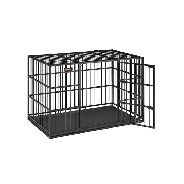 Dog Crate - SERNIA Heavy Duty Steel Large Dog Crate - Black