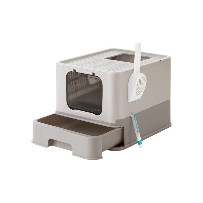 Cat Litter Box - SERZA Covered Litter Box with Lid and Top Entry - Dove Grey