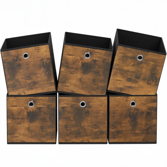 DOVENGATE Fabric Household Storage Boxes with Handle Set of 6 - Brown