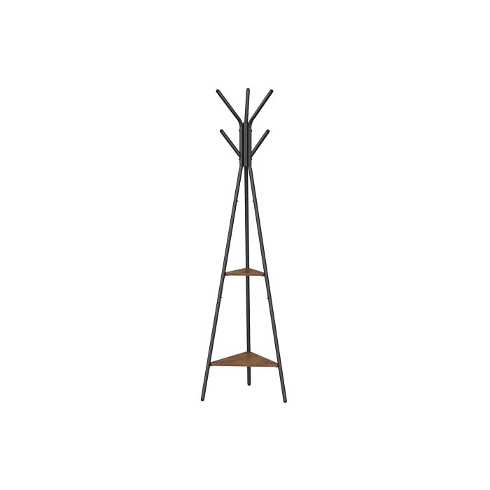 Hall Rack - VIVRAE Stand with 2 Shelves Hazelnut Brown Black