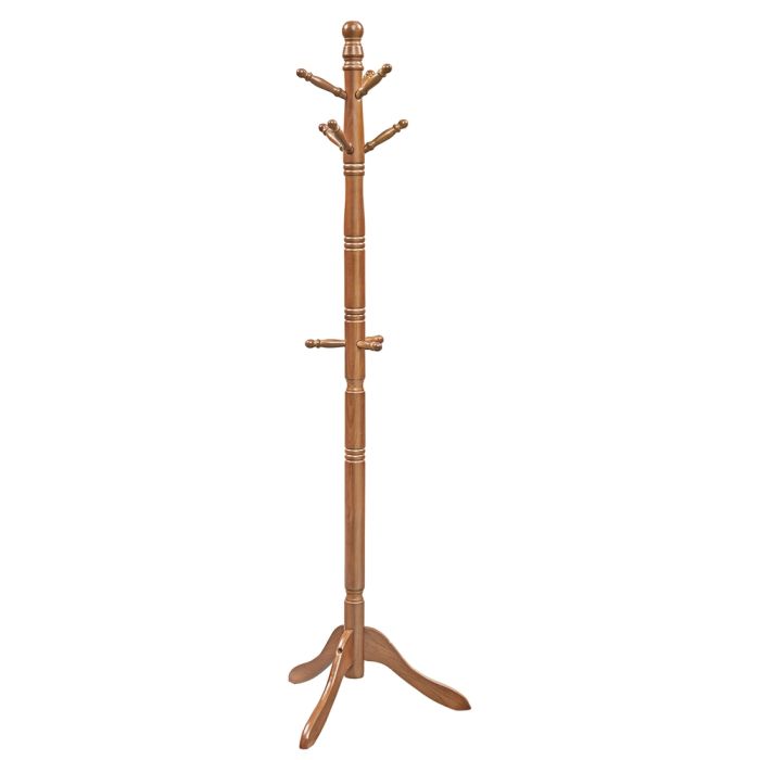 SICIFE Freestanding Coat Rack with 10 Hooks - Caramel Brown