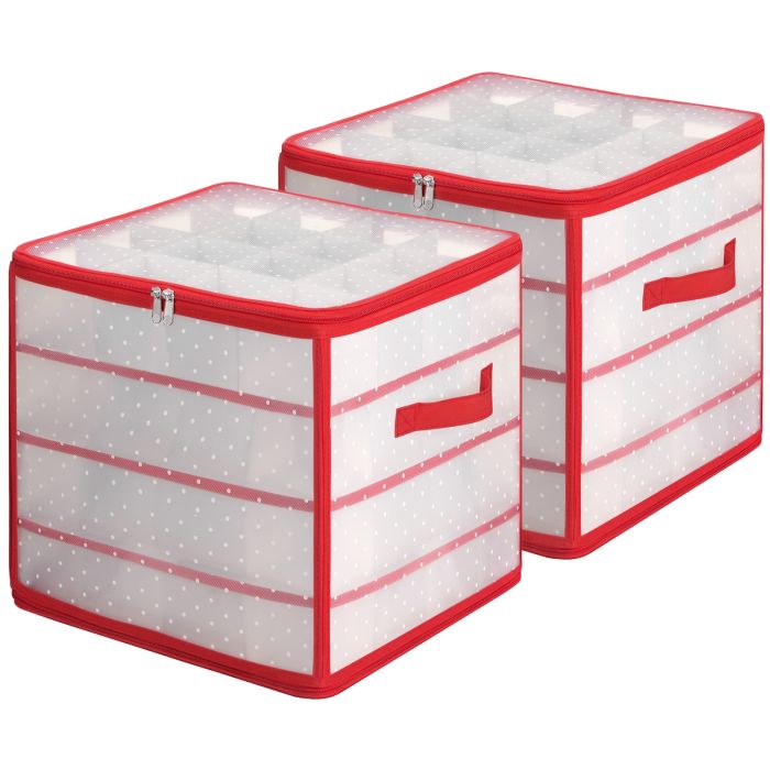 Ornament Organisers - MONON Plastic Christmas Storage Box Cherry Red