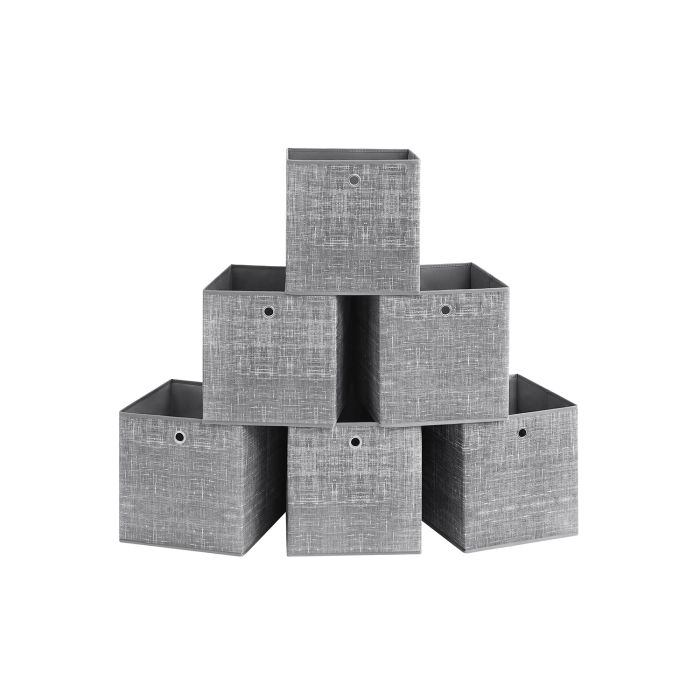 Set of 6 Storage Boxes Heathered Grey