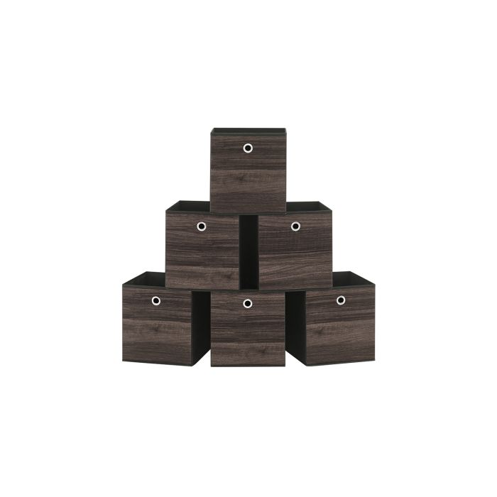 Storage Bins - VERNIA Foldable Set of 6 with Handle - Chestnut Brown