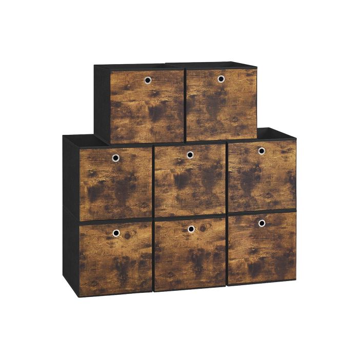 MARLOWICK Foldable Fabric Household Storage Drawers Set of 8 -Brown, 33cm