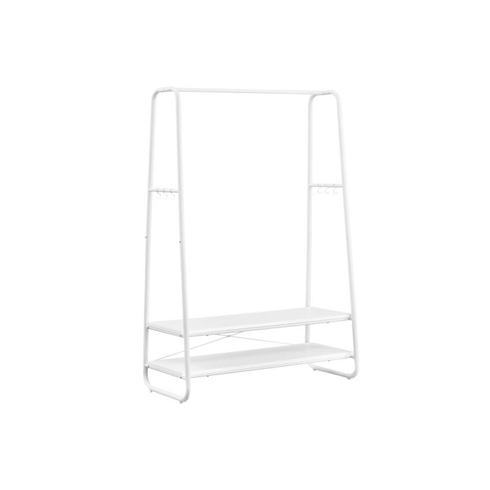 Clothes Rail - VIVRO Double Garment Rack with 2 Shelves - White
