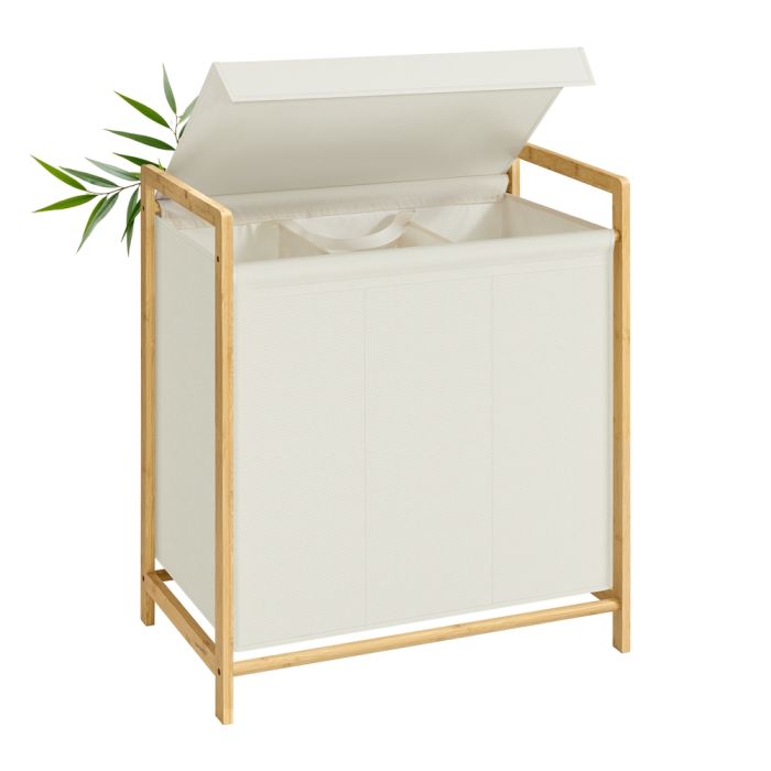SISUDE 3 Compartment Laundry Basket 150L - Cream White