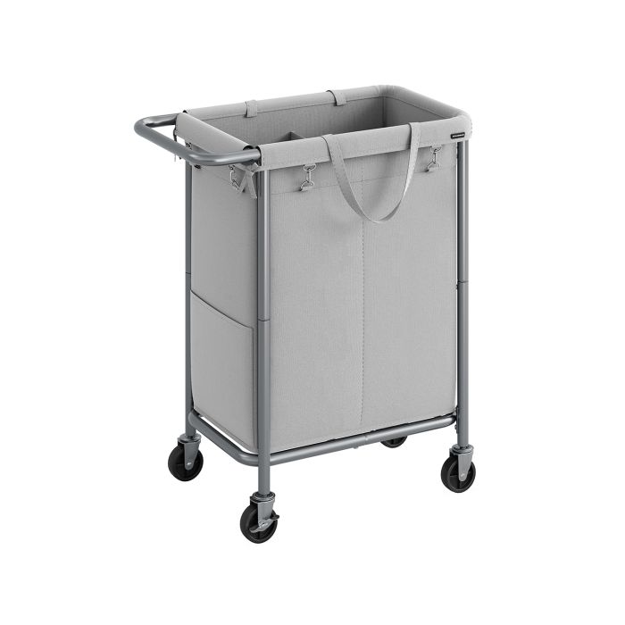 Laundry Basket - FINNOS 140L 2 Compartment on Wheel - Dove Grey
