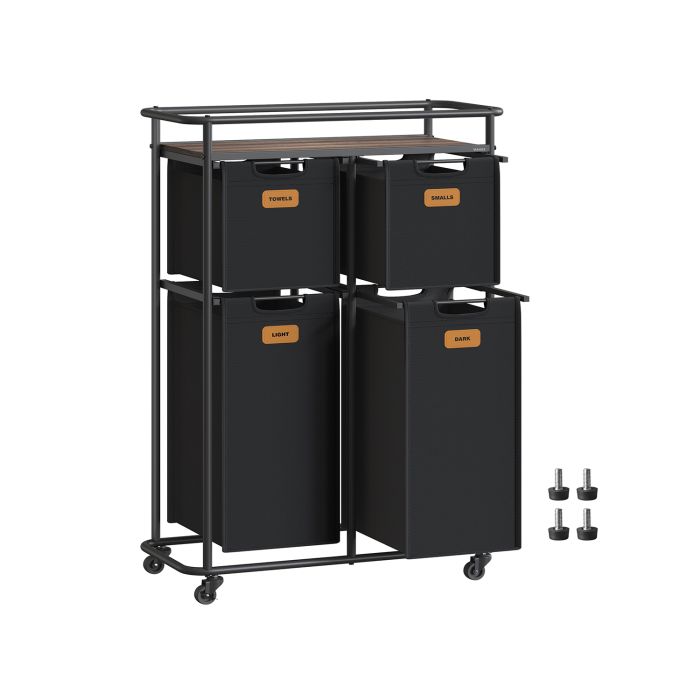 Laundry Hamper - VIVNA Rolling 150L Hamper - Black