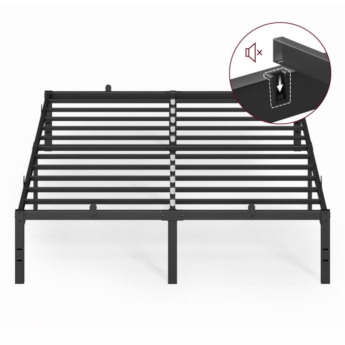 SIXOSE Double Metal Bed Frame with Under Bed Storage - Ink Black