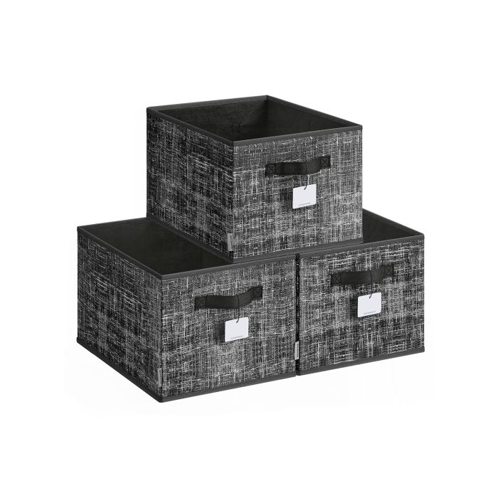 Storage Boxes - MONRO Collapsible Storage Boxes Set of 3 - Black