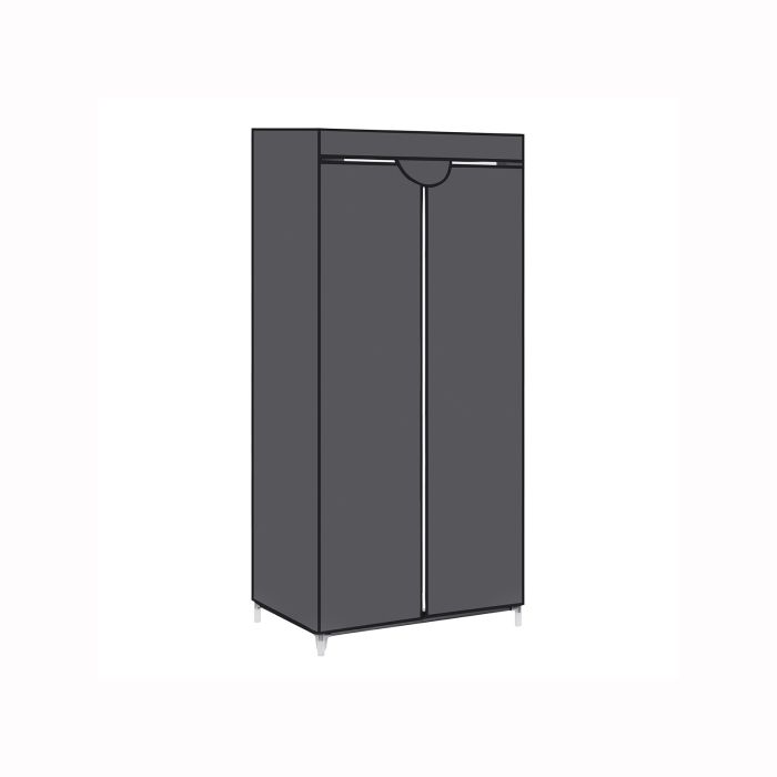 Grey Portable Closet with Hanging Rail