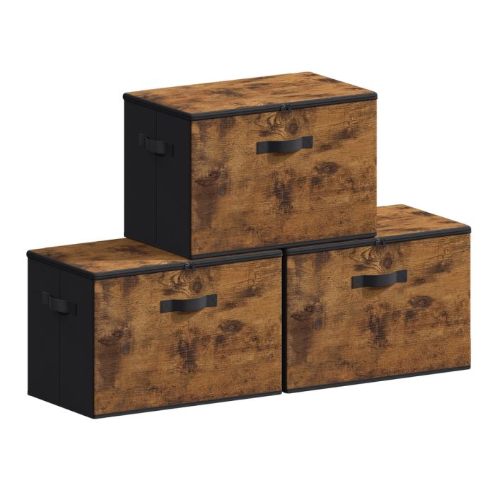 TABADE Set of 3 Foldable Storage Boxes - Rustic Brown